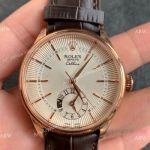 Swiss Copy Rolex Cellini Dual Time Rose Gold Watch 3180 Movement